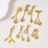 Chapado en cobre con oro de 18 quilates, con un colgante de borla de calabaza de circonio, diseños de mariposa, luna y estrella, adecuado para pulseras de cristal DIY, joyería de media cadena y componentes de accesorios