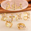 Anillos de Acero Inoxidable con Circonitas Estilo Europeo y Americano con Diseño de Línea, Sensación de Alta Gama, Apilables, Anillos Abiertos de Acero de Titanio de Alta Gama Que No Se Desvanecen