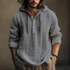 2023 Nuevo Aliexpress Camisa de Algodón y Lino Sudadera con Capucha Manga Larga con Capucha Primavera y Verano Casual Ropa Diaria Estilo Caliente
