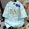 Camiseta de Manga Corta Tie-Dye de Algodón 100% Puro para Hombre y Mujer, Diseño Inspirado en Nicho, Verano, Corte Holgado, Adelgazante, Cuello Redondo, Top para Pareja