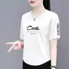 Camiseta de manga corta para mujer, nueva moda de verano, versátil, corte holgado, adelgazante, ropa para mujer de talla grande, disimula el abdomen y el cuerpo, camiseta top