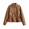 Ins atacado de roupas femininas estilo europeu e americano 2026 Outono Novo Versátil High-End Marca Pequena Design Jaqueta de Couro PU Bicolor