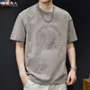 Camiseta de manga corta con estampado en relieve de marca moderna estilo americano para hombre, Nueva de verano 2026, ajuste holgado, talla grande, ropa moderna de alta resistencia