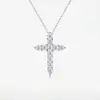 Collar con colgante de fe de plata 925, joyería de plata de moda, cadena para clavícula de cruz de moissanita de alta calidad de lujo ligero al por mayor