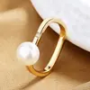 Nuevo anillo de perla chapado en oro de 18 quilates para mujer ins diseño de nicho moderno anillo cuadrado pequeño simple moda índice personalizado