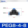 Conector neumático de plástico azul en T PY6 tubo de gas inserción rápida PW junta rápida PEG12-8/4/10 reductor