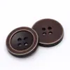Botones Decorativos Redondos Vintage Casual Personalizados con Logo Láser de Resina Imitación Madera, Cuatro Agujeros Cosidos a Mano para Gabardinas y Abrigos