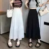 Falda tipo paraguas negra para mujeres petite, nuevo estilo verano 2026, falda de corte midi con caída, falda blanca de línea A de cintura alta