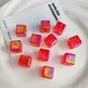 Nuevas cuentas acrílicas cuadradas transparentes mate UV de alta calidad de 14 mm con agujeros rectos para materiales y accesorios de cadenas para teléfono DIY
