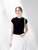 2026 Nuevas Camisetas de Verano Elegantes de Alta Calidad, Holgadas Casual Versátiles de Seda de Hielo con Mangas Acampanadas de Alta Elasticidad, Camisas de Manga Corta Acanaladas para Mujer