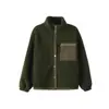 Elegante y Cálida Chaqueta Verde Oscuro de Forro Polar de Partículas con Cuello Alto y Mangas Largas para Mujer, Nuevo Top de Moda Casual para Otoño e Invierno 2026