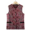 Outono e inverno novo colete para idosos forrado de lã engrossado plus size estilo ocidental mãe veste bolso estampado sem mangas casaco colete