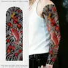 Pegatina de tatuaje temporal Qinglong estilo japonés Hannya Koi Sakura Geisha floral de brazo completo, impermeable y de larga duración, para hombres y mujeres