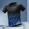 Camiseta de secado rápido para hombre, manga corta deportiva, holgada, seda de hielo, delgada de verano, ropa de fitness, entrenamiento, ropa para correr, top nuevo