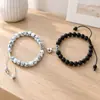 Pulsera para Pareja Yunjin Venta Caliente Transfronteriza Turquesa Blanca Escarchada Imán en Forma de Corazón Succiona Pulsera de Cristal Imitación Piedra Natural