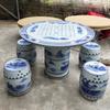 Jingdezhen Glaseado Verde Sombra Elegante y Elegante Juego de Mesa y Taburetes de Cerámica Moda para el Hogar Hermosa Elegante Mesa de Cerámica