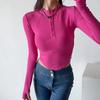 Otoño e Invierno cuello alto forrado de polar medio cárdigan manga larga camiseta 2023 Nuevo hilo slim adelgazante jersey camiseta interior top