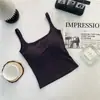 Nuevo chaleco cálido de forro polar para otoño e invierno para mujer, con cuello cuadrado, decoración de botones, tirantes y almohadillas en el pecho, se puede usar como un top sin mangas