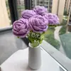 Flor de Ganchillo Tejida a Mano Terminada Regalo Hecho a Mano para San Valentín, Día de la Madre, Cumpleaños Ramo de Rosas Regalo Creativo