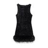 Ropa de mujer de comercio exterior ZA 2025 primavera nuevo estilo europeo y americano sexy cuentas pluma vestido sin mangas 4772227