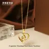 Accesorios de Colgante de Collar de Amor en Forma de Corazón de Acero de Titanio para Mujer, Apilable, Estilo de Alta Gama Otoño e Invierno, Cadena para Clavícula de Acero Inoxidable Incrustada con Circonita