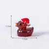 Paisagem em miniatura, pato fofo com chapéu de Natal brilhante, esfera de cristal para jardinagem, ornamentos decorativos, miniaturas de mesa