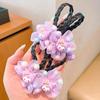 Peluca de culotte morada para niña, tocado con flores y trenzas, lazo para el pelo con cola de caballo, accesorios para el cabello para niña