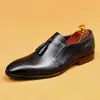 [Exclusivo Vip] Sapatos Masculinos Populares do Douyin Couro Genuíno Bico Fino Formal de Negócios Loafers Britânicos com Borla Slip-On
