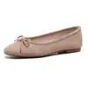Elegantes Zapatos de Ballet Planos Redondos con Lazo 2023 Otoño Nuevos Estilo Hada Gamuza Tacón Bajo Zapatos de Salón