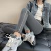 Leggings de algodón adelgazantes con tiras laterales doradas de color liso para primavera y otoño, estilo coreano, ajustados y con realce de cadera.