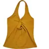 Top Regata Europeu de Gola V Halter com Detalhe Torcido Sem Mangas para Mulheres Verão 2025 Novo Slim-Fit Versátil Tendência