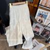 Pantalones Casuales Rectos de Estilo Retro Chino Nacional Blanco Otoño 2025 Nuevo de Cintura Alta con Caída para Mujer