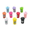 Resina color simulación mini taza de café taza de bebida aretes aretes llavero colgante accesorios para joyería DIY