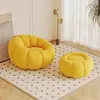 Sofá perezoso tipo crema, silla con respaldo reclinable y para dormir, sofá individual con forma de calabaza, sillón de sofá de lana de cordero, diseño de tela integrado