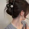 Presilha Grande de Acetato com Bolinhas Pretas e Brancas de Dongdaemun, Presilha Tubarão de Alta Qualidade para Penteados Altos na Parte de Trás da Cabeça, Elegante Presilha de Cabelo