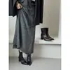 Botas de Tacón Alto de Punta para Mujer 2025 Otoño e Invierno Nuevo Estilo Simple Marrón Delgado Corto Tacón Grueso Delgado Botas Nude