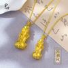 Tienda de Oro Mismo Estilo Alta Retención de Color Arena Antigua Oro Fortuna Pixiu Colgante Moneda Sólida Pixiu Collar Chapado en Oro Venta al por Mayor