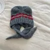 Chapéu e Cachecol Integrados Infantis Europeus e Americanos Jacquard Chapéu de Tricô para Bebê Inverno Quente Chapéu de Lã Comércio Exterior