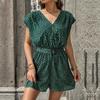 Estación Independiente de Amazon Comercio Exterior Transfronterizo Europeo y Americano 2024 Verano Nueva Moda Mono Estampado con Cuello en V para Mujer