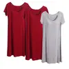 Vestido de Noite Modal de Manga Curta Três Peças Primavera e Verão com Bojo Pijama Sem Sutiã Vestido para Casa Completo Vestido Midi