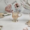 Taza de té de la tarde inglesa de cristal con relieve de alto valor de color para ceremonias de boda, dama de honor, vintage, ámbar, con asa, regalo