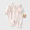 Ropa sin costuras de algodón puro Clase A estilo princesa, mameluco de moda para salidas de primavera y otoño para bebés niñas