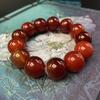 Pulseira de Ágata Colorida Pulseira de Calcedônia Aquática Vermelha e Preta Fileira de Mão Masculina 16mm Joia de Mão Anel Único Jade Feminino