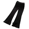 Calça de Seda Gelada para Meninas Verão 2025 Nova Calça Wide-Leg Média e Grande Efeito Emagrecedor Calça Flare com Fenda Calça Anti-Mosquito Infantil para Mulheres