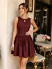 Vestido vintage de verão sem mangas para mulheres 2026, elegante vestido curto