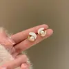 Brincos de pérola com esmalte francês para mulheres, textura elegante, luxo leve, 2022, novo, tendência, design de nicho, brincos brancos