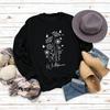 Suéter de gran tamaño de manga larga casual holgado con estampado de letras de mariposa de flores silvestres de Amazon para otoño e invierno