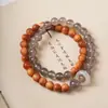 Pulsera de Nudo de Bambú de Ciprés de Acantilado Natural Envejecido con Accesorio Pixiu de Cristal Rosa, Pulsera de Lujo Ligero para Mujer, Regalo, Joyería Coleccionable al por Mayor