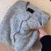 Cardigan de Punto de Terciopelo de Mapache Gris Leche Fufu Estilo Coreano para Mujer Otoño e Invierno Suave y Ceroso Chaqueta Suéter Perezosa Top de Gama Alta