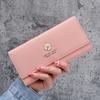 Monedero plegable largo para mujer, cartera moderna para tarjetas de identificación, cartera pequeña sencilla de gran capacidad.